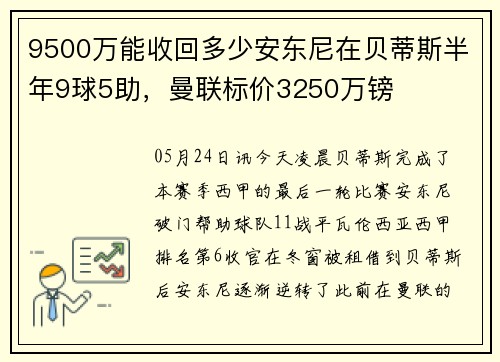 9500万能收回多少安东尼在贝蒂斯半年9球5助，曼联标价3250万镑